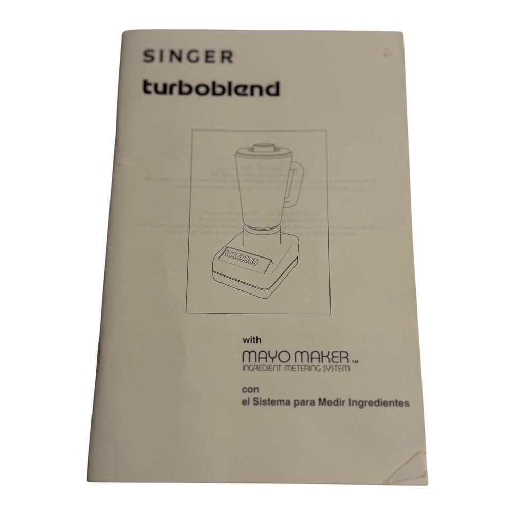 VTG Singer Turboblend Blender‎ Manual Mayo Maker Instructions White MCM